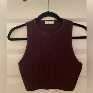 Aritzia Babaton brown high neck sculpt tank top, size M